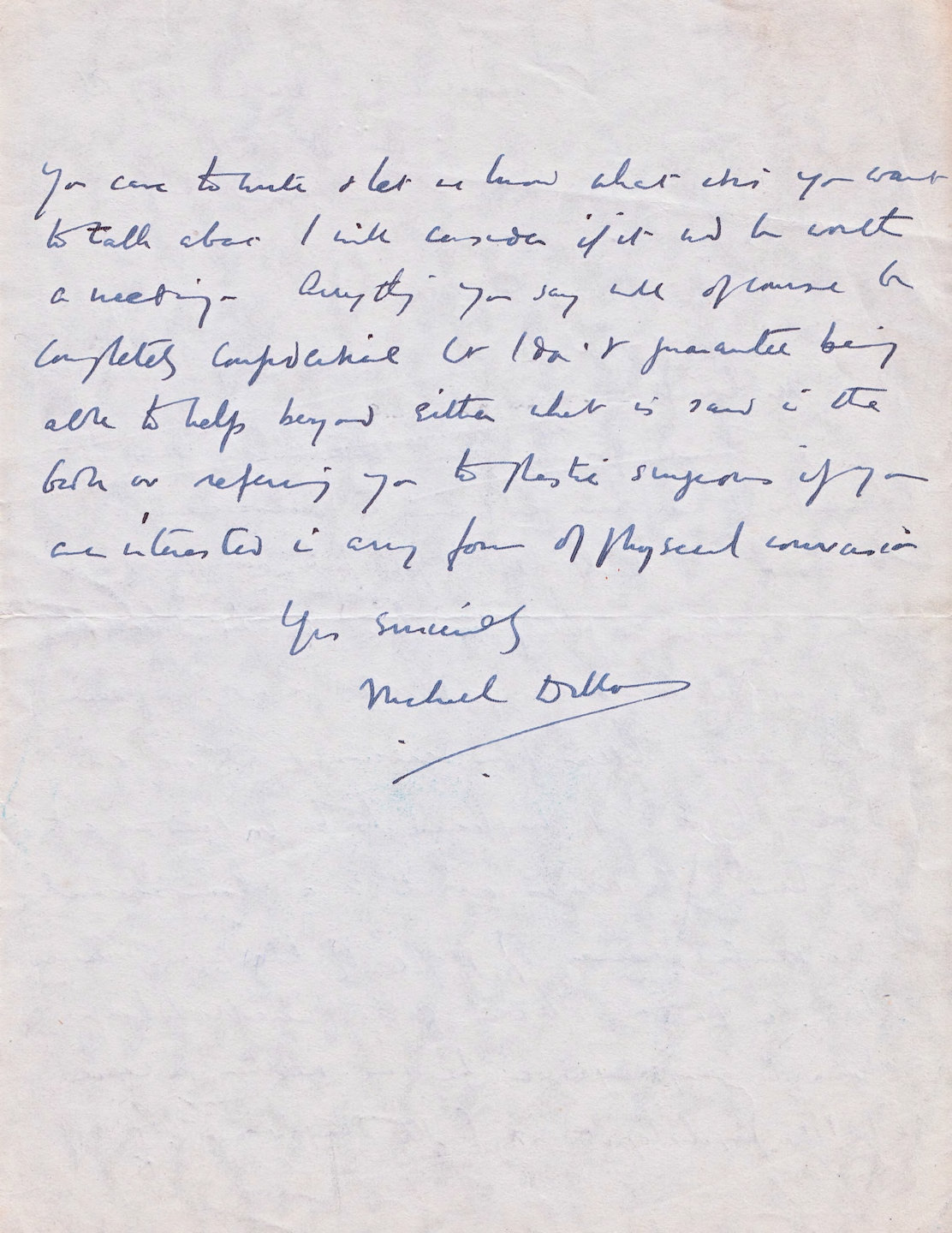 Dillon's first letter to Cowell [Private collection of Liz Hodgkinson]