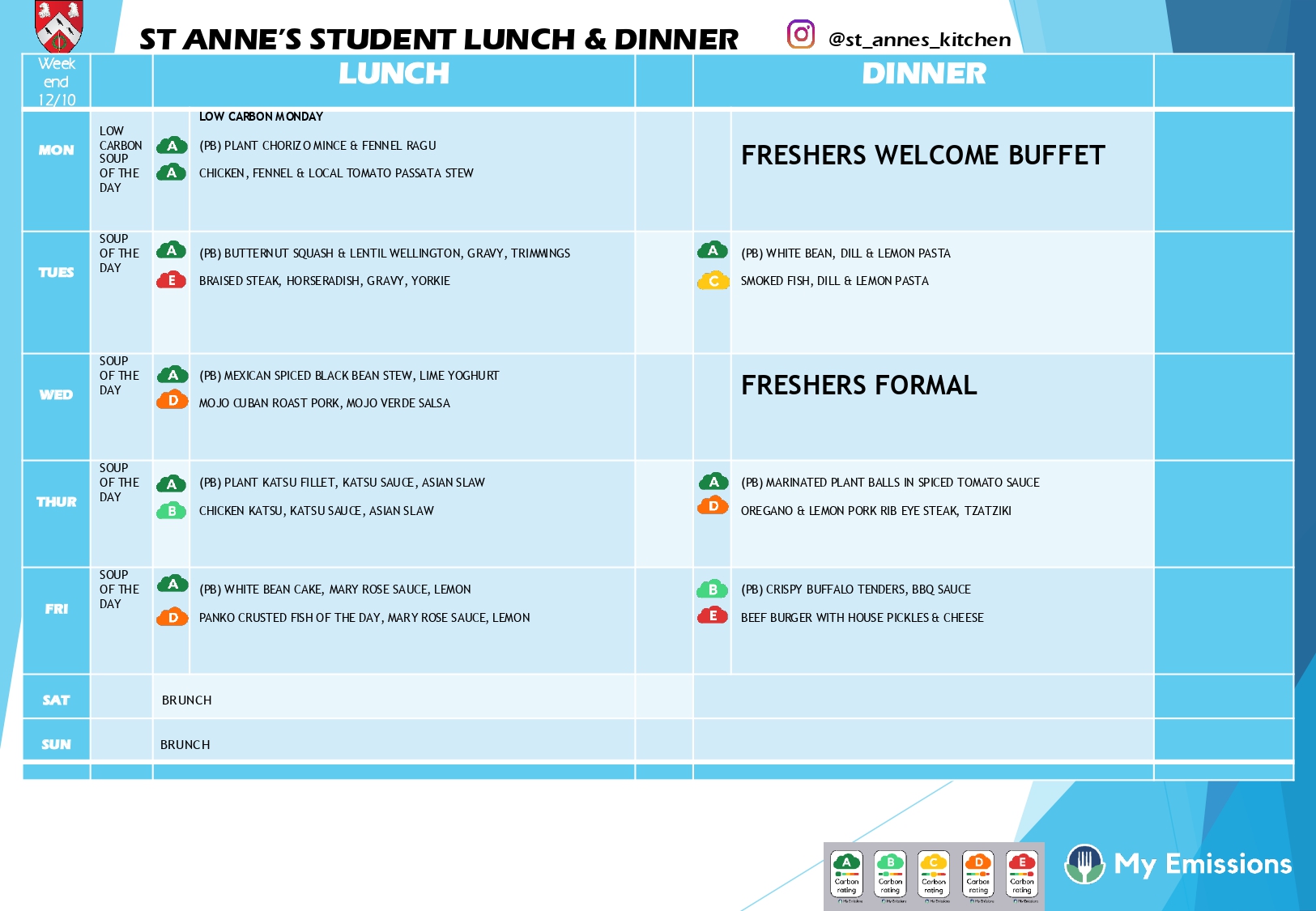 Week 0 hall menu